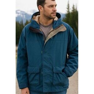 Cabelas Dry Plus Jacket Men XLT Teal Waterproof Breathable Chore Coat Hunting